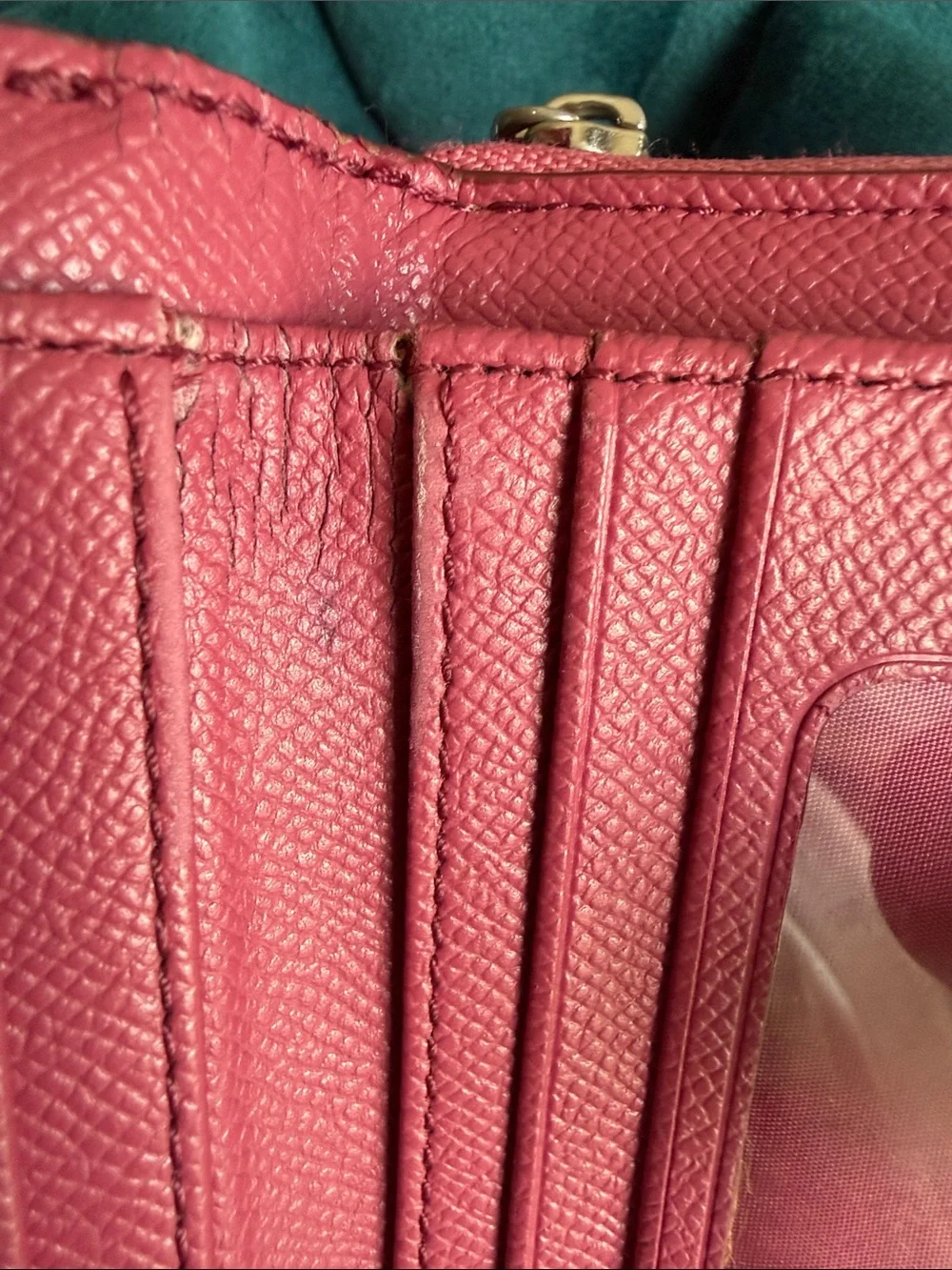 Coach Coral Pink Embossed Signature Leather Wallet